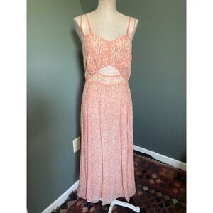 Reiss London Nerissa Printed Pink Spaghetti Strap Maxi Dress. Sz 6.